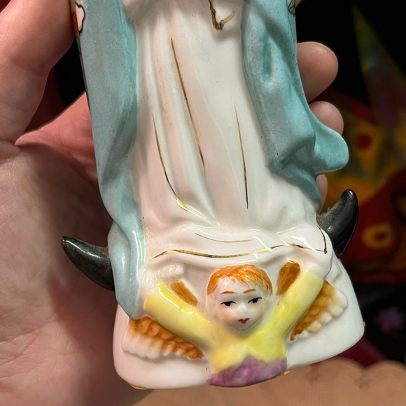 VTG Japan Virgin Mary Icon Satsuma Ware Porcelain China Figurine - Picture 4 of 9